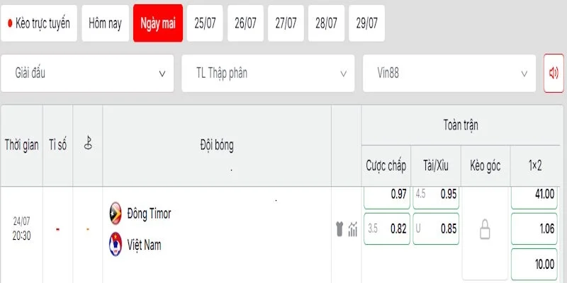 Phân tích kèo cược trong trận đấu  giữa Timor Leste vs Việt Nam
